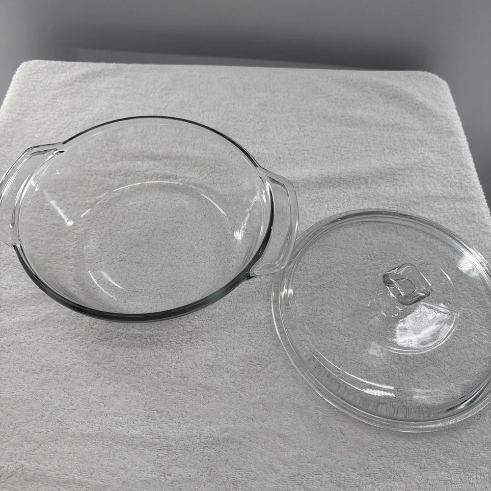 VTG Anchor Hocking 1.5qt Clear Glass Casserole Dish with Lid Oven/Microwave